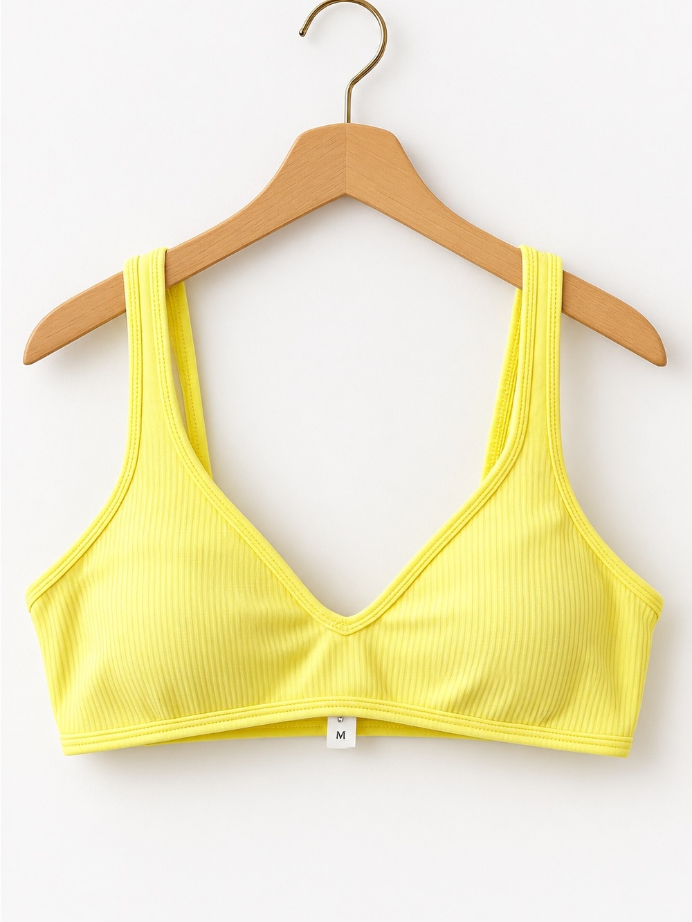 Love & Lemons Yellow Ribbed Bikini Top — Size M